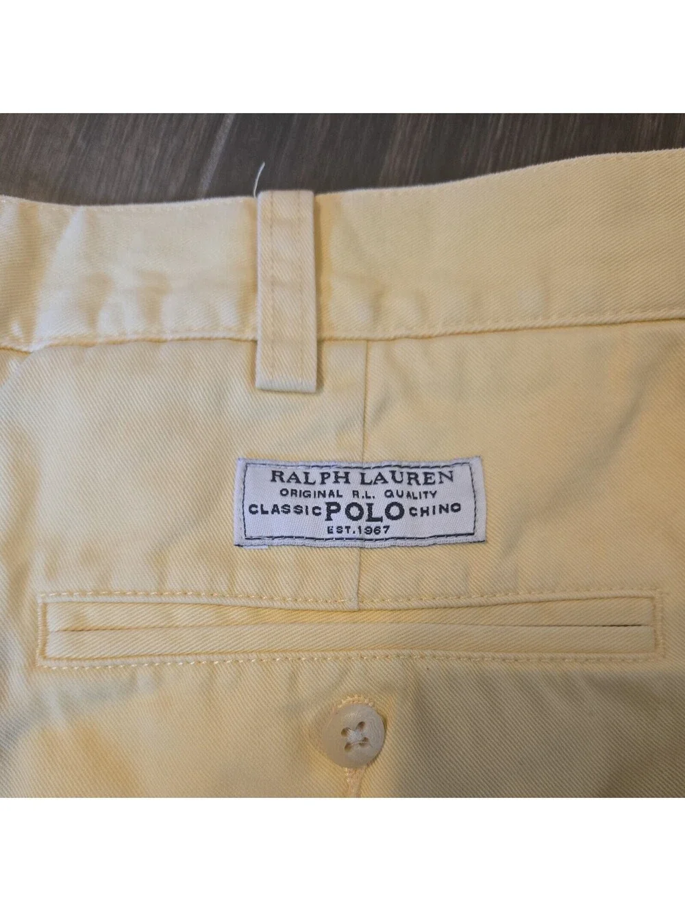 Vtg Polo Ralph Lauren Tyler Short classic Chino Yellow Mens Summer 100% Cotton